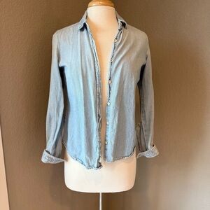 Zara Light Blue Denim Top Medium
